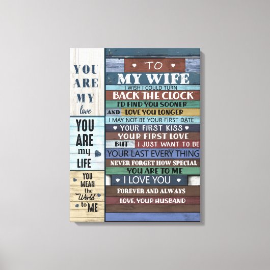 Personalisierter Brief an meine Ehefrau, Leinwanddruck (Vorderseite)