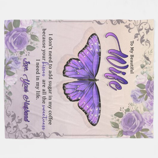 Personalisierter Brief an meine Ehefrau Liebe von Fleecedecke (Vorderseite (Horizontal))