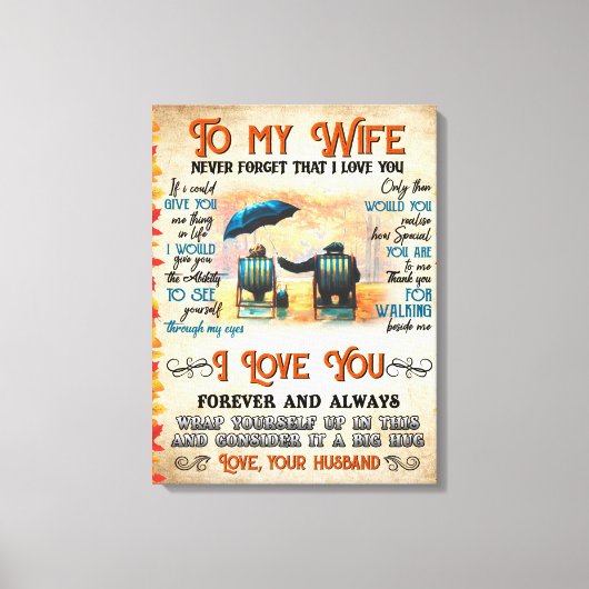 Personalisierter Brief an meine Ehefrau Liebe von  Leinwanddruck (Vorderseite)