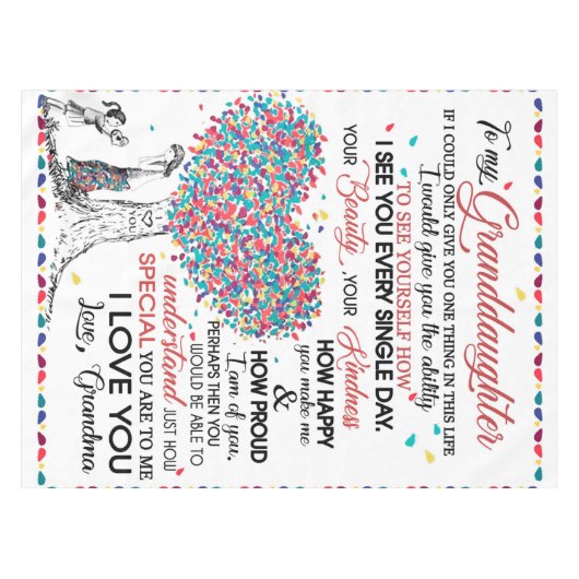 Personalisierter Brief an meine Enkelin aus Gran Tischdecke (Vorderseite (Horizontal))