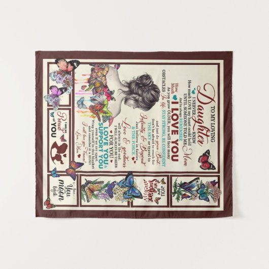 Personalisierter Brief an meine liebende Tochter Wandteppich (Vorderseite (Horizontal))