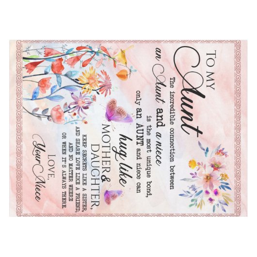 Personalisierter Brief an meine Tante Tischdecke (Vorderseite (Horizontal))