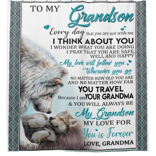 Personalisierter Brief an meinen Enkel Duschvorhang (Vorderseite)