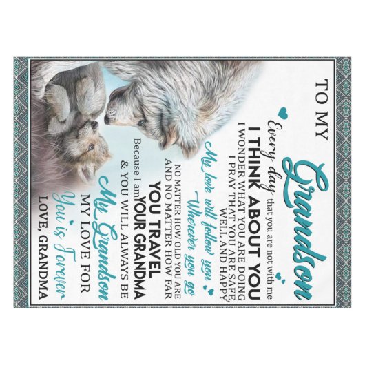 Personalisierter Brief an meinen Enkel Tischdecke (Vorderseite (Horizontal))