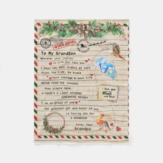 Personalisierter Brief an meinen Großvater Fleecedecke (Vorderseite)