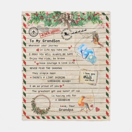 Personalisierter Brief an meinen Großvater Fleecedecke (Vorderseite)