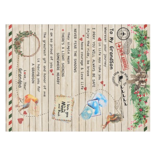 Personalisierter Brief an meinen Großvater Tischdecke (Vorderseite (Horizontal))