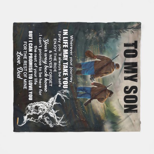 Personalisierter Brief an meinen Sohn aus dem Vate Fleecedecke (Vorderseite (Horizontal))