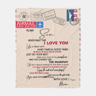 Personalisierter Brief an meinen Sohn aus der Mama Fleecedecke