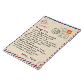 Personalisierter Brief an meinen Sohn aus der Mama Notizblock (angewinkelt)