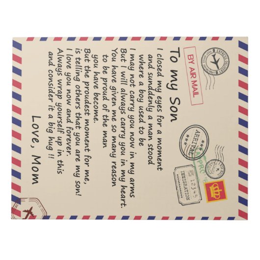 Personalisierter Brief an meinen Sohn aus der Mama Notizblock (Vorderseite)