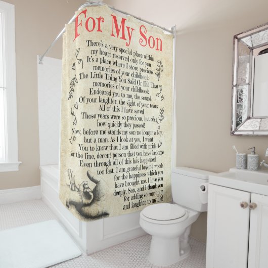 Personalisierter Brief an meinen Sohn Duschvorhang (Beispiel)