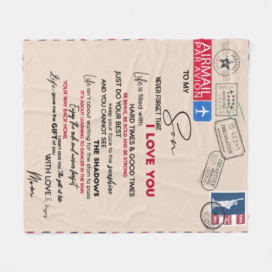 Personalisierter Brief an meinen Sohn, Idee am Geb Fleecedecke (Vorderseite (Horizontal))