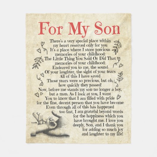 Personalisierter Brief an meinen Sohn, Sohn zum Ge Fleecedecke (Vorderseite)