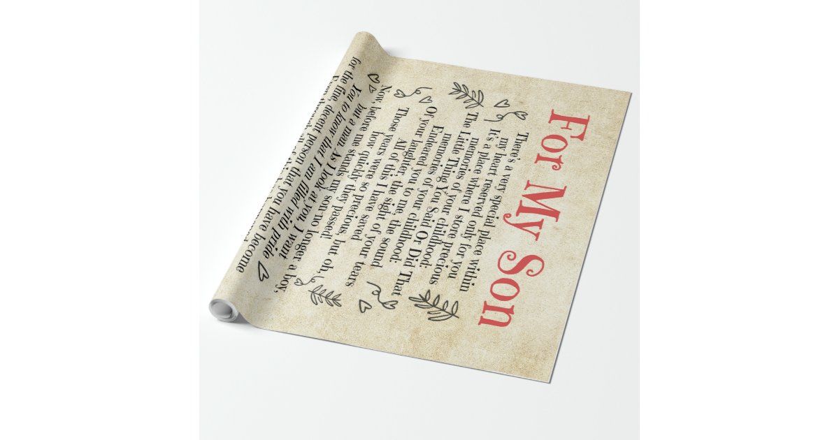 Personalisierter Brief an meinen Sohn, Sohn zum Ge Geschenkpapier Zazzle.de
