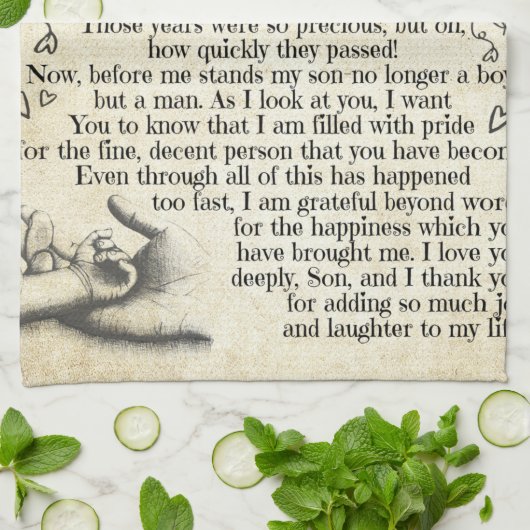 Personalisierter Brief an meinen Sohn, Sohn zum Ge Geschirrtuch (Gefaltet)