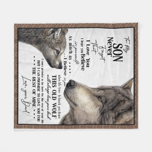 Personalisierter Brief an meinen Sohn vom Vater Fleecedecke (Vorderseite (Horizontal))