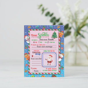 Personalisierter Brief an Santa Claus Holiday Ca Feiertagskarte