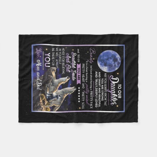 Personalisierter Brief an unsere Tochter Mama und  Fleecedecke (Vorderseite (Horizontal))