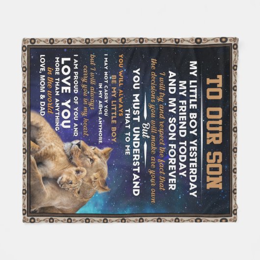 Personalisierter Brief an unseren Sohn Fleecedecke (Vorderseite (Horizontal))