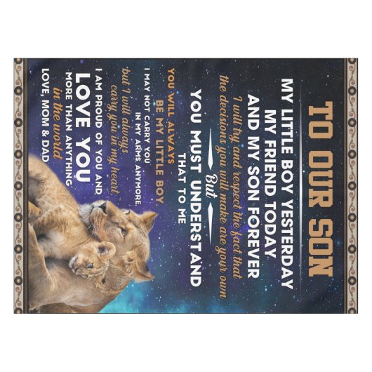 Personalisierter Brief an unseren Sohn Tischdecke (Vorderseite (Horizontal))