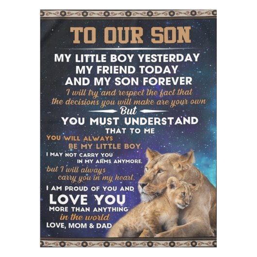 Personalisierter Brief an unseren Sohn Tischdecke (Vorderseite)