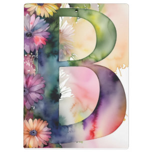 Personalisierter Brief B Floral Watercolor Lehrer Klemmbrett