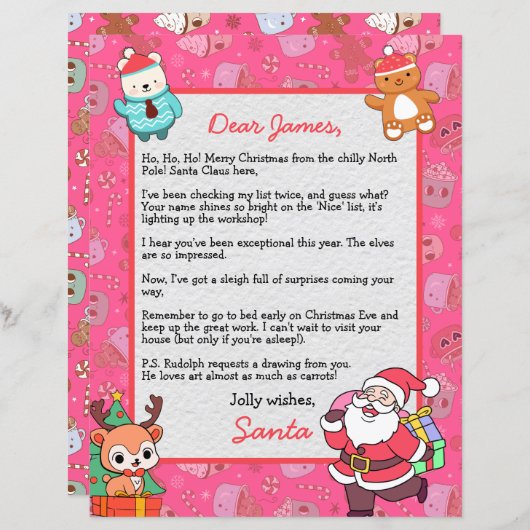 Personalisierter Brief des Weihnachtsmannes an die (Vorne/Hinten)