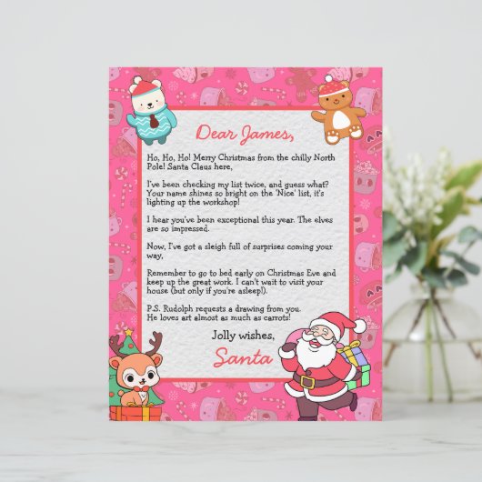 Personalisierter Brief des Weihnachtsmannes an die (Stehend Vorderseite)