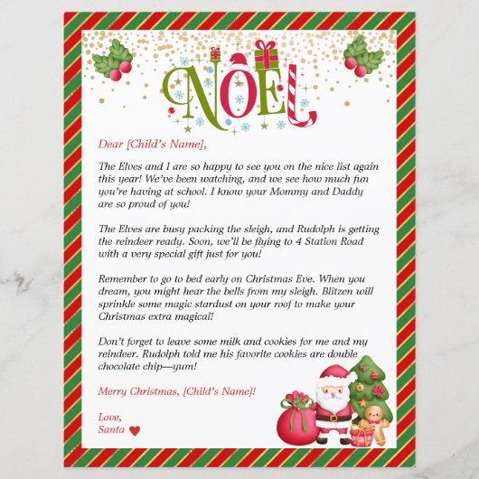 Personalisierter Brief des Weihnachtsmannes für Ki (Vorderseite)