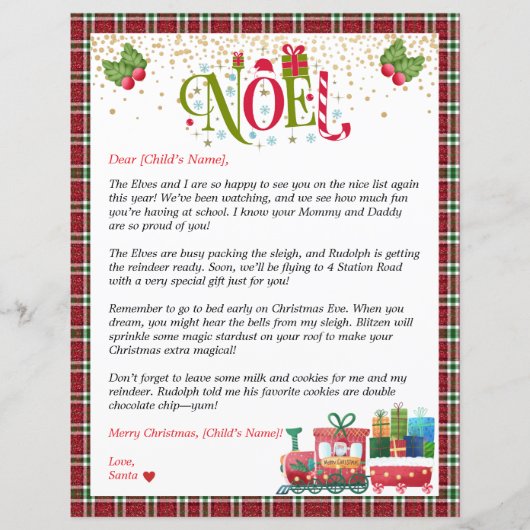 Personalisierter Brief des Weihnachtsmannes für Ki (Vorderseite)