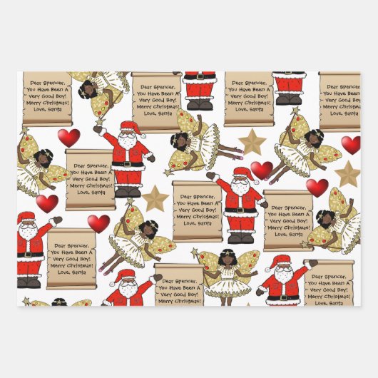 Personalisierter Brief/Geschenk vom Weihnachtsmann Geschenkpapier Set (Vorderseite)