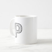 Personalisierter Brief P Keramikbecher Kaffeetasse (Vorderseite Links)