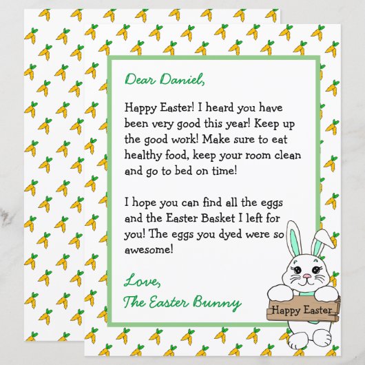Personalisierter Brief vom Osterhasen (Vorne/Hinten)