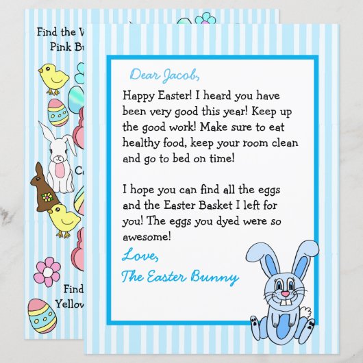 Personalisierter Brief vom Osterhasen 2 (Vorne/Hinten)