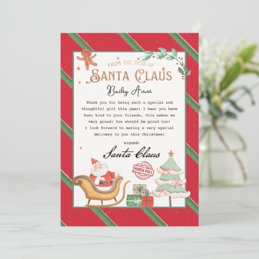 Personalisierter Brief vom Santa Printable Einladung (Stehend Vorderseite)