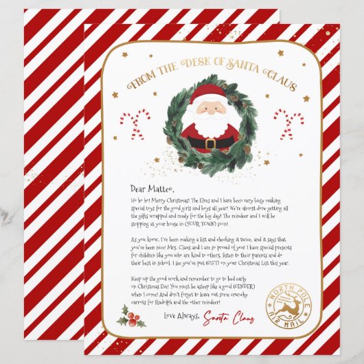 Personalisierter Brief vom Weihnachtsmann (Vorne/Hinten)