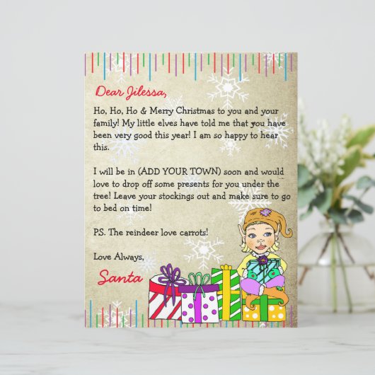 Personalisierter Brief vom Weihnachtsmann (Stehend Vorderseite)