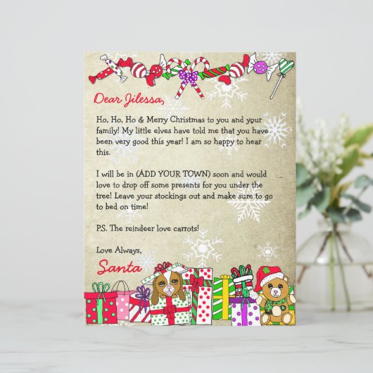 Personalisierter Brief vom Weihnachtsmann (Stehend Vorderseite)