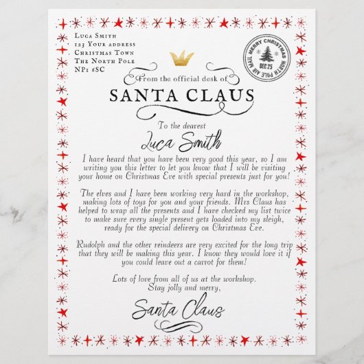 Personalisierter Brief vom Weihnachtsmann (Vorderseite)