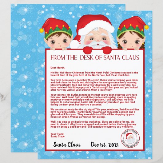 Personalisierter Brief vom Weihnachtsmann (Vorne/Hinten)