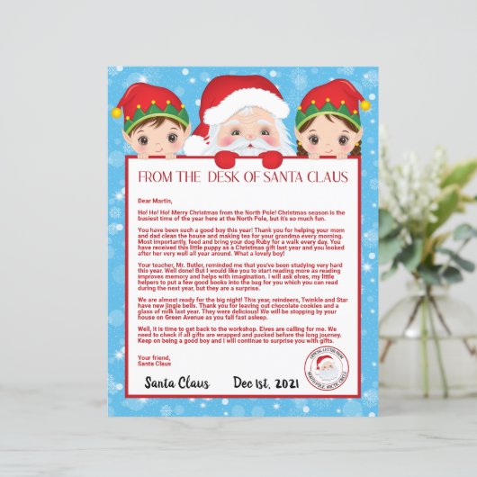 Personalisierter Brief vom Weihnachtsmann (Stehend Vorderseite)