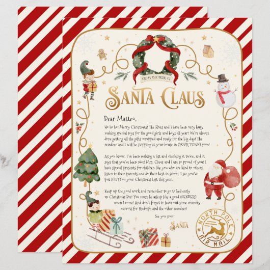 Personalisierter Brief vom Weihnachtsmann (Vorne/Hinten)