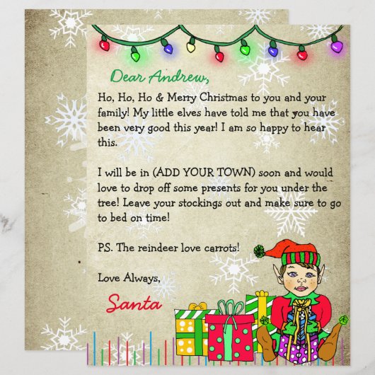 Personalisierter Brief vom Weihnachtsmann (Vorne/Hinten)