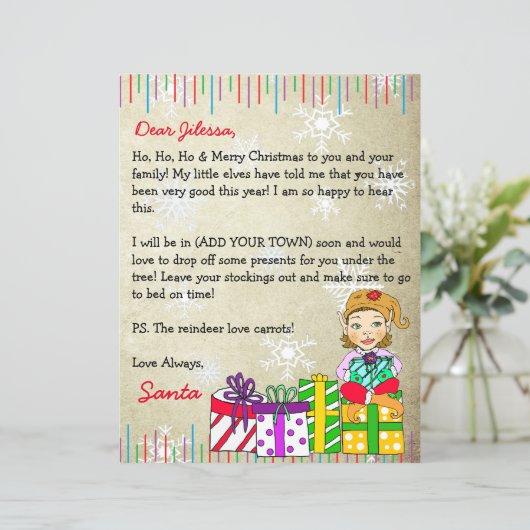 Personalisierter Brief vom Weihnachtsmann (Stehend Vorderseite)