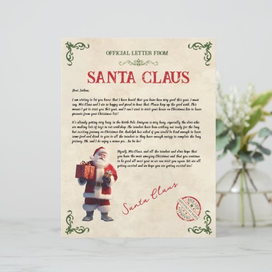 Personalisierter Brief vom Weihnachtsmann (Stehend Vorderseite)
