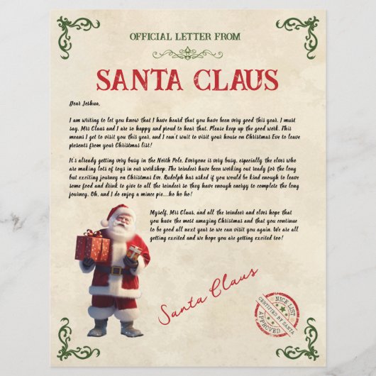 Personalisierter Brief vom Weihnachtsmann (Vorderseite)