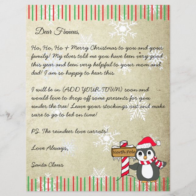 Personalisierter Brief vom Weihnachtsmann (Vorderseite)