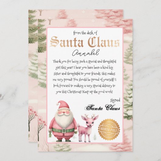 Personalisierter Brief vom Weihnachtsmann Einladung (Vorne/Hinten)