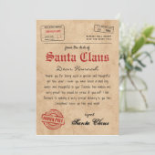 Personalisierter Brief vom Weihnachtsmann Einladung (Stehend Vorderseite)